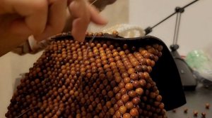 Рюкзак из деревянных бусин и кожи/Beaded backpack with wooden beads and leather