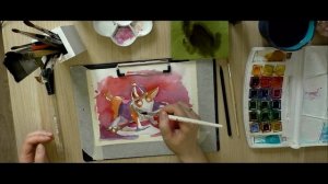 Королевский корги. Как нарисовать собаку акварельными красками.
