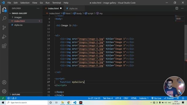 How To Create Image Gallery In Javascript , HTML and CSS with thumbnail