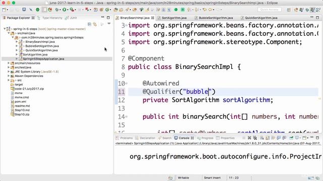 Spring framework Tutorial (034 Step 13 Autowiring in Depth @Qualifier annotation) смотреть онлайн