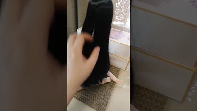 Парик чёрный под азиатку Green Fairy шарнирная кукла бжд bjd 1/3 (60-63см) смотреть онлайн