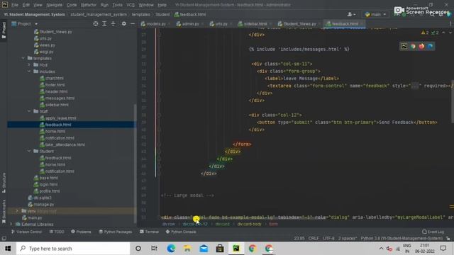 Student Feedback  Part - 1 | Student Can Send Feedback To Hod | Python Django Project | Hindi