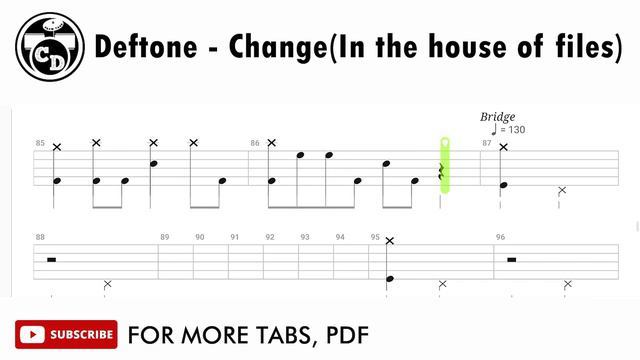 Deftones - Change(In the house of files) (🔴 Drum Notation | Tutorial) @chamisdrums Bass @ChamisBass