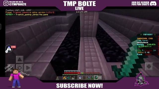 MINECRAFT PUBLIC SERVER LIVE WITH SUSCRIBERS♥️ | JAVA+PE SERVER?? | TMP BOLTE LIVE смотреть онлайн