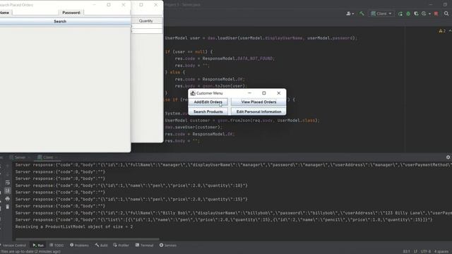 Test of COMPLETE Java/SQLite Client-Server store management system application (AU COMP 3700)