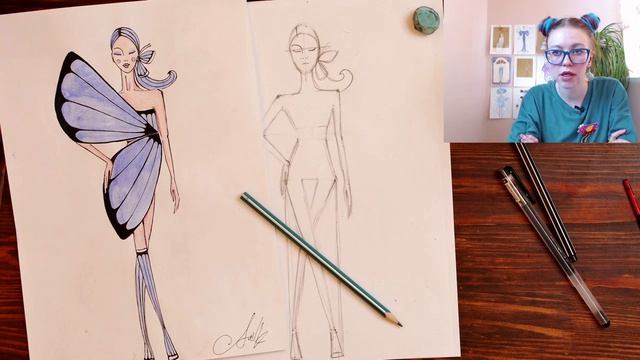 Рисуем вместе Fashion sketch на тему Симметрия и Асимметрия в композиции I Обучение рисованию I