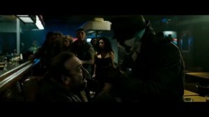 Ночная Сова и Роршах допрашивают информатора в баре. Хранители.