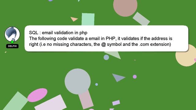 SQL : email validation in php смотреть онлайн