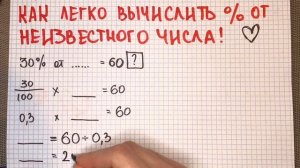 Топ метод вычисления процента (%) от неизвестного числа: полезно в любом возрасте