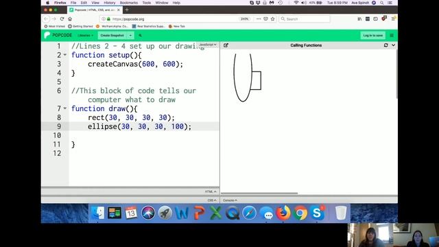 Calling Functions (ellipse + rect of p5.js)
