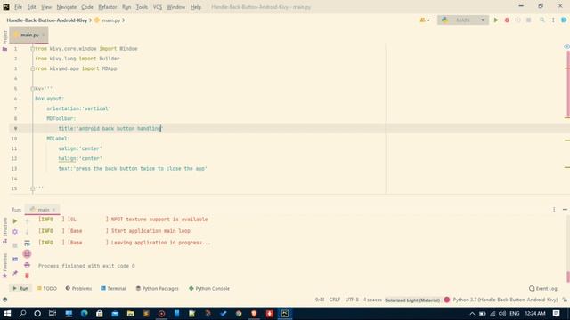 #python #kivy #kivymd Handling android back button in kivy apps