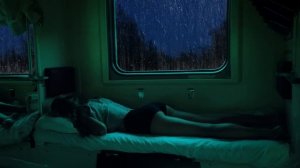 Taking the train on a rainy day | Sleeping in cozy train cabin with rain falling on the train windo