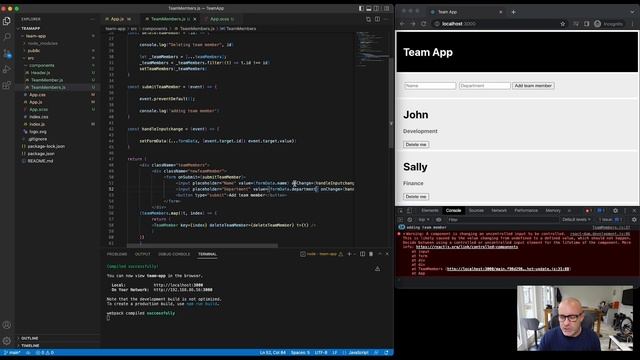 React JS Crash Course for Beginners - E4 - State & Forms