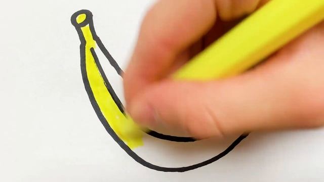 Как нарисовать Банан - Раскраска Банан для детей - Рисунки Раскраски