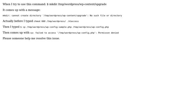 cp and mkdir :No such file or directory