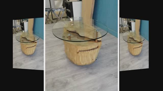 Журнальный столик из спила липы. Слайд шоу.  Детально!