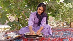 rural life in Iran | Serving a delicious  sweet called halwa | Country style cooking  in village