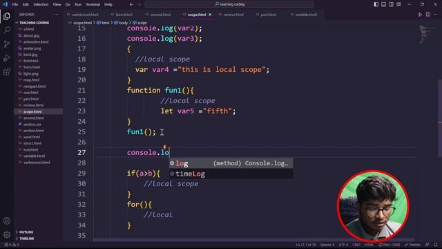 JavaScript #4 | Scope of variables| local and global scope | Deepak Sir