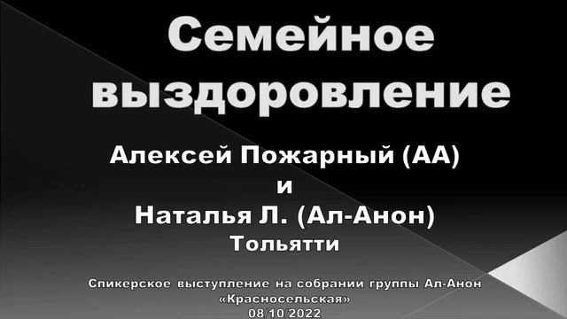 Семейное выздоровление. Алексей Пожарный (АА) и Наталья Л. (Ал-Анон) Тольятти на "Красносельской" смотреть онлайн