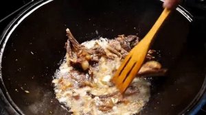 Казан кабоб из бараньих ребрышек ( бараньи ребрышки в казане с картошкой)