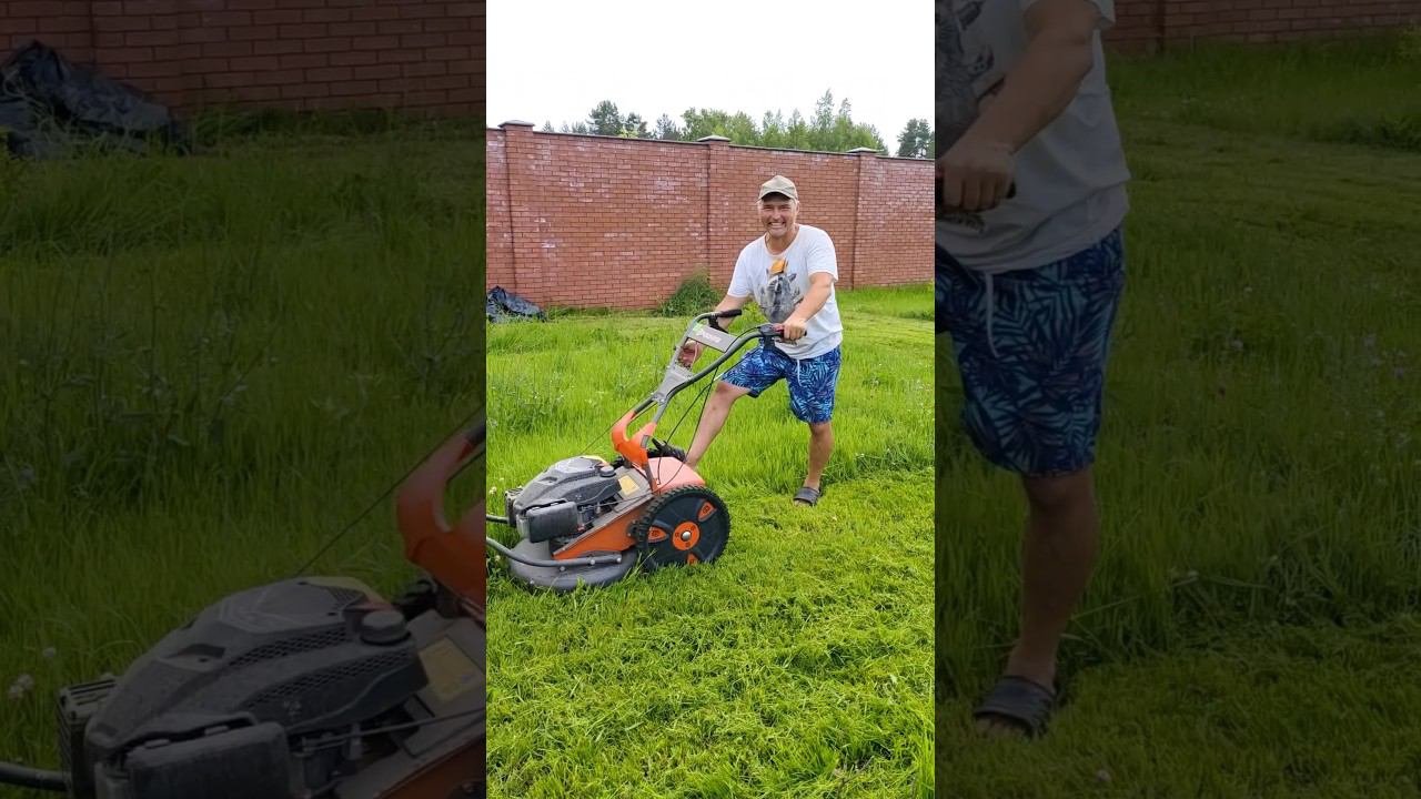 Самая брутальная газонокосилка! #шорты #газон #ландшафт #дача #газонокосилка #husqvarna #дача