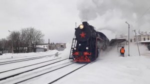 Отправление Ретро Поезда Рыбинск-Ярославль. Паровоз Л-2057