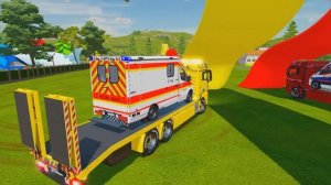 TRANSPORT OF COLORS ! NEW MERCEDES AMBULANCE TRANSPORTING with COLORED TRUCKS ! Farming Simulator 2