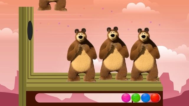 Coloring Pages For Children With Masha And The Bear And Colored Balloons Coloring Song #color_song смотреть онлайн