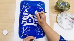 Рисунок для начинающих "Зимняя ночь"