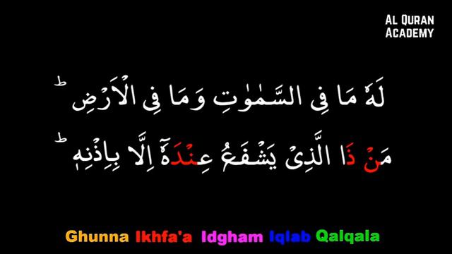 Ayatul Kursi।Sura Al-Baqarah 2:255। Arabic। Color Coded Tajweed। Saud Al-Shuraim । Black Background смотреть онлайн