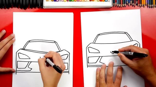 How To Draw A Corvette C8 2020 (Front View) смотреть онлайн