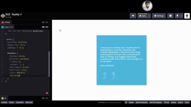#12 - Tooltip using CSS Html CodePen Project with Source Code @nssiddtutorial