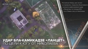 Удар БЛА-камикадзе «Ланцет» по цели к югу от Николаева