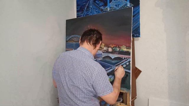 Дом торжеств, Министерство культуры ЧР в Грозном, маслом на холсте (2-этап). смотреть онлайн