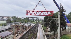 Установка надвижки пешеходного моста в Видное. 24.07.2023