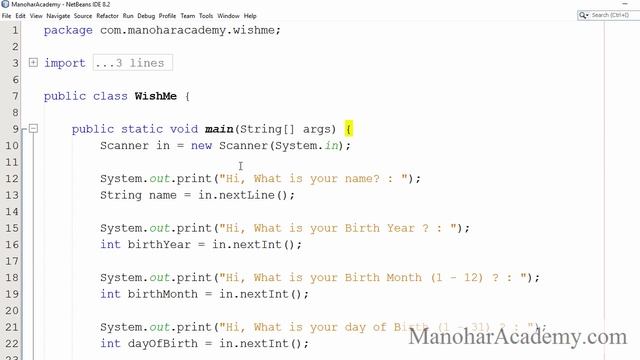 Java Read Input with Scanner (manohar academy)