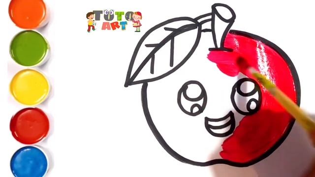 Learn FRUITS , Painting and Colouring for Kids & Toddlers | Draw, Paint and Learn _ toto art #6 смотреть онлайн