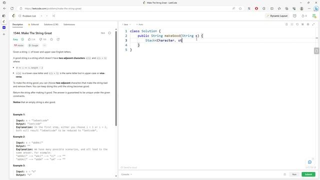 LeetCode 1544 | Make The String Great | Stack | Debug | Java смотреть онлайн