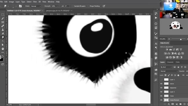 Рисуем панду в Adobe Photoshop смотреть онлайн