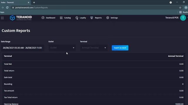 Cash flow report with Teranoid POS