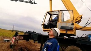Установка опоры у-110-3