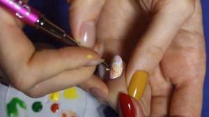 Дизайн ногтей Акриловыми Красками для ногтей + Гель Лак. Маникюр "Осень" - листья на ногтях