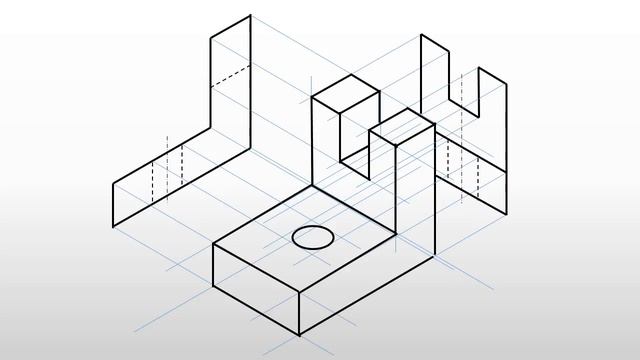 Построение детали в изометрии. смотреть онлайн