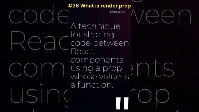 Render Props In React | React Interview Questions #react #javascript #interview #coding #developer