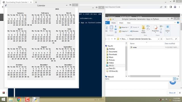 Simple Calendar Generator App in Python смотреть онлайн