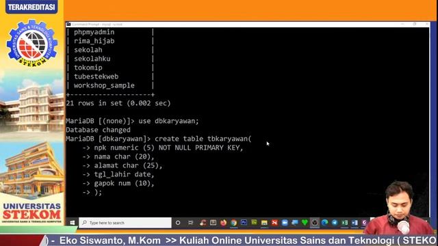 Perintah Dasar MySQL dengan Command Prompt Bagian - 2 kuliah Online Universitas STEKOM смотреть онлайн