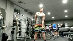 Подъем штанги на бицепс стоя одной рукой 20 кг на 5 раз! 28.03.19!