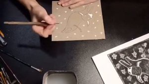 Гравюра на картоне, процесс и печать, таймлапс. Engraving on cardboard, process, timelapse