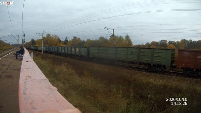 ВЛ10У-595+ВЛ10У-224 с грузовым поездом. о.п. 211 км (БМО) смотреть онлайн