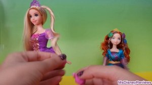 Frozen Anna connects Disney Princess hair play Rapunzel extensions Streaks colorful curls Merida